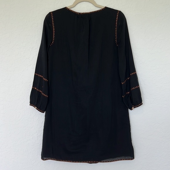 Madewell Signal Embroidered Black Mini Shift Tunic Dress Size Small Fall Autumn - Picture 4 of 13